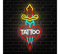 RuCvixkt Tattoo Neon Sign for Wall Decoration - Tattoo Neon Light for Studio, Salon, Business, USB Powered Light Sign for Bedroom, Boys, Girls and Tattoo Lovers