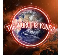 RuCvixkt The World is Yours Neon Sign for Wall Decor, Led Light Sign UV Printed Acrylic Cool Planet Design for Boy Girls Bedroom, Game Room, Man Cave, Bar Bistro Club, Birthday Gift Graduation Party