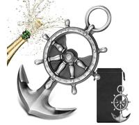 Rudder Anchor Bottle Opener, Cool Beer Accessory with Gift Bag, Christmas Birthday Father's Day Gift for Men Dad Women Captain Adventurer, Beer Tool for Home Bar, Silver