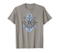 Rudder Anchor Steering Wheel Sailing Boat North Maritime T-Shirt