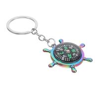 Rudder Compass Keychain Pendant Silver Metal Car Key Chain