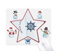 Rudder Ocean Love Sea Sailing Blue Christmas Snowman Family Star Mouse Pad