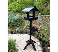 Ruddings Wood Black Wooden Wild Bird Table Slate Roof Garden Feeder Ready-Made
