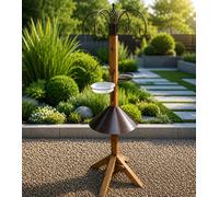 Ruddings Wood Wooden Bird Feeding Station With 5 Hooks Mesh Tray Water Dish & Heavy Duty Squirrel Baffle