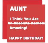 Rude Auntie Birthday Card - Absolute A**hole - Funny Happy Birthday Card for Auntie from Nephew Niece, 145mm Joke Humour Bday Greeting Cards