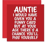 Rude Auntie Birthday Card - P*ss Yourself - Funny Happy Birthday Card for Auntie from Nephew Niece, 145mm Joke Humour Bday Greeting Cards