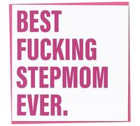 Rude Birthday Card for Stepmom, Funny Happy Birthday Card, Best Fucking Stepmom Ever, Humorous Greetings for Women, Offensive Adult Humour, Crude Special Female Gift, 148mm
