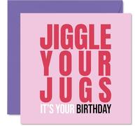 Rude Birthday Card for Women - Jiggle - Funny Happy Birthday Card for Sister Colleague Friend, 145mm Joke Humour Bday Greeting Cards