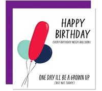 Rude Birthday Card - Grow Up Balloon - Joke Funny Birthday Card for men women