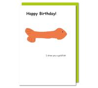Rude Birthday Card I Drew a Goldfish Joke - Funny Humorous Design Greeting Card