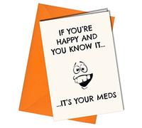 Rude Birthday Card / If you're happy and you know it for Husband Funny Friend Brother | Best Mate Witty Mum Dad #1328, Black White Orange