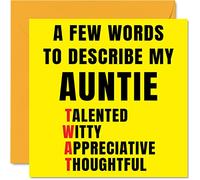 Rude Birthday Cards for Auntie - Few Words Describe Tw*t - Joke Happy Birthday Card for Aunt from Niece Nephew, Aunty Banter Gifts, 145mm Offensive Greeting Cards Gift Aunt Aunty