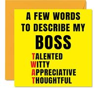 Rude Birthday Cards for Boss - Few Words Describe Tw*t - Joke Happy Birthday Card for Manager from Work Colleague, Boss Banter Gifts, 145mm Offensive Greeting Cards Gift Manager