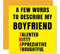 Rude Birthday Cards for Boyfriend - Few Words Describe Tw*t - Joke Happy Birthday Card for Boyfriend from Girlfriend Partner, Banter Gifts, 145mm Offensive Anniversary Greeting Cards