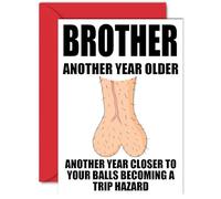 Rude Birthday Cards for Brother - Trip Hazard - Funny Happy Birthday Card for Brother from Sister, Joke Humour Banter Bday 18th 21st 25th 30th 40th A5 Sibling Greeting Cards
