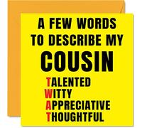 Rude Birthday Cards for Cousin - Few Words Describe Tw*t - Joke Happy Birthday Card for Cousin from Relative, Banter Gifts, 145mm Offensive Greeting Cards Gift