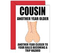 Rude Birthday Cards for Cousin - Trip Hazard - Funny Happy Birthday Card for Cousin from Family Relative, Joke Humour Banter Bday 60th 70th A5 Greeting Cards