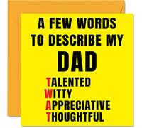 Rude Fathers Day Cards for Dad - Few Words Describe Tw*t - Joke Happy Birthday Card for Dad from Son Daughter, Banter Gifts, 145mm Offensive Father's Day Greeting Cards Daddy Papa