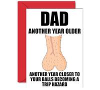 Rude Birthday Cards for Dad - Trip Hazard - Funny Happy Birthday Card for Dad from Son Daughter, Joke Humour Banter Bday A5 Greeting Cards Gift Daddy Papa Father