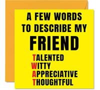 Rude Birthday Cards for Friend - Few Words Describe Tw*t - Joke Happy Birthday Card for Friends from Friend, Banter Gifts, 145mm Offensive Friendship Greeting Cards Gift