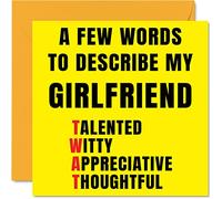 Rude Birthday Cards for Girlfriend - Few Words Describe Tw*t - Joke Happy Birthday Card for Girlfriend from Boyfriend Partner, Banter Gift, 145mm Offensive Anniversary Greeting Cards