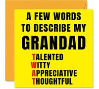 Rude Birthday Cards for Grandad - Few Words Describe Tw*t - Joke Happy Birthday Card for Grandad from Grandson Granddaughter, Banter Gifts, 145mm Offensive Greeting Cards Grandpa