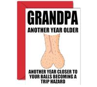 Rude Birthday Cards for Grandpa - Trip Hazard - Funny Happy Birthday Card for Grandpa from Grandson Granddaughter, Joke Humour Banter Bday 60th 70th 80th A5 Grandparent Greeting Cards