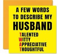 Rude Birthday Cards for Husband - Few Words Describe Tw*t - Joke Happy Birthday Card for Husband from Wife Partner, Banter Gifts, 145mm Offensive Anniversary Greeting Cards