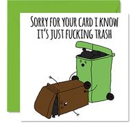 Rude Birthday Cards for Men Women - F*cking Trash - Funny Happy Birthday Card for Friend Colleague Brother Sister Mum Dad Auntie Uncle, 145mm Offensive Banter Bday Greeting Cards Him Her