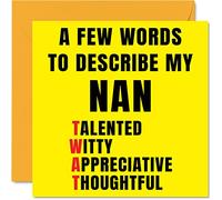 Rude Birthday Cards for Nan - Few Words Describe Tw*t - Joke Happy Birthday Card for Nan from Grandson Granddaughter, Banter Gifts, 145mm Offensive Greeting Cards Gift Nanny