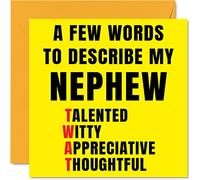 Rude Birthday Cards for Nephew - Few Words Describe Tw*t - Joke Happy Birthday Card for Nephew from Auntie Uncle, Banter Gifts, 145mm Offensive Greeting Cards Gift
