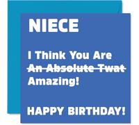 Rude Birthday Cards for Niece - Absolute Tw*t - Joke Happy Birthday Card for Niece from Auntie Uncle, Banter Gifts, 145mm Offensive Greeting Cards Gift