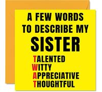Rude Birthday Cards for Sister - Few Words Describe Tw*t - Joke Happy Birthday Card for Sister from Brother, Banter Gifts, 145mm Offensive Sibling Greeting Cards Gift Sis