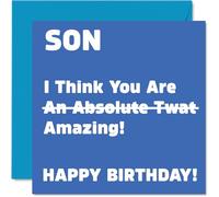 Rude Birthday Cards for Son - Absolute Tw*t - Joke Happy Birthday Card for Son from Dad Mum, Banter Gifts, 145mm Offensive Greeting Cards