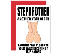 Rude Birthday Cards for Step Brother - Trip Hazard - Funny Happy Birthday Card for Step Brother from Sister, Joke Humour Banter Bday 18th 21st 25th 30th 40th A5 Sibling Greeting Cards