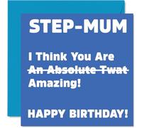 Rude Birthday Cards for Step Mum - Absolute Tw*t - Joke Happy Birthday Card for Step-Mum from Step Son Daughter, Banter Gifts, 145mm Offensive Bday Greeting Cards