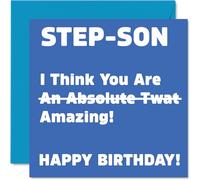 Rude Birthday Cards for Step Son - Absolute Tw*t - Joke Happy Birthday Card for Step-Son from Step Dad Mum, Banter Gifts, 145mm Offensive Greeting Cards