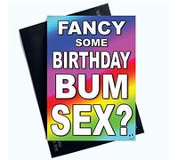 Rude Birthday Cards Funny Greeting Cards for Him Profanity Cards for Her Birthday Bum Sex Card for Boyfriend Husband Fiancé Fiancée LGBTQ LGBT Gifts Comedy PC792