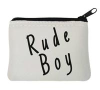 Rude Boy Neoprene Coin Purse Pouch 10x11cm White