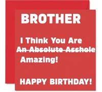 Rude Brother Birthday Card - Absolute A**hole - Funny Happy Birthday Card for Brother from Sister Sibling, 145mm Joke Humour Bday Greeting Cards