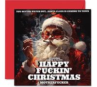 Rude Christmas Cards for Women Men - Happy F**ckin Christmas - Merry Xmas Card Sister Brother Cousin Bestie Work Colleague, 145mm Single Greeting Cards Gift