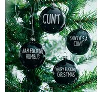 Rude Christmas Tree Bauble Collection Set of 4 Multipack C*nt Merry F*cking Christmas Funny Secret Santa Gift