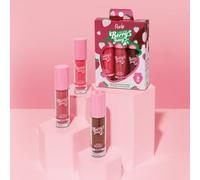 Rude Cosmetics - Berry Juicy Lip Gloss Trio Set - 2 Types Crystalize / Pixie Pink / Golden Hour - 4g x 3pcs