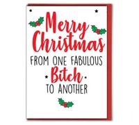 Rude Funny Christmas Card For Her Friend Colleague Cheeky Festive Card Merry Christmas From One Fabulous Bitch To Another XM160
