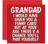 Rude Grandad Birthday Card - P*ss Yourself - Funny Happy Birthday Card for Grandad from Grandson Granddaughter, 145mm Joke Humour Bday Greeting Cards