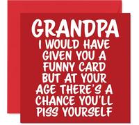 Rude Grandpa Birthday Card - P*ss Yourself - Funny Happy Birthday Card for Grandpa from Grandson Granddaughter, 145mm Joke Humour Bday Greeting Cards
