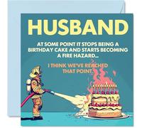 Rude Husband Birthday Card - Fire Hazard - Funny Happy Birthday Card for Husband from Wife Partner, 145mm Joke Humour Bday Greeting Cards