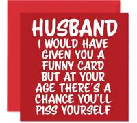 Rude Husband Birthday Card - P*ss Yourself - Funny Happy Birthday Card for Husband from Wife Partner, 145mm Joke Humour Bday Greeting Cards