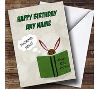 Rude Joke Funny Rabbit Reading Personalised Birthday Card | Birthday Card | Funny Joke Spoof Birthday Card