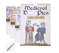 Rude Medieval Dick Pics Wall Calendar 2026 UK, Funny Pic Monthly Planner Hanging Calendars, Great Gift for Birthdays, Secret Santa Christmas Stocking Present